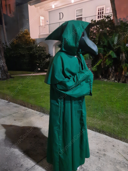 A person wearing the Doctor's Haven Plague Doctor Mask, exuding an aura of mystery and intrigue.